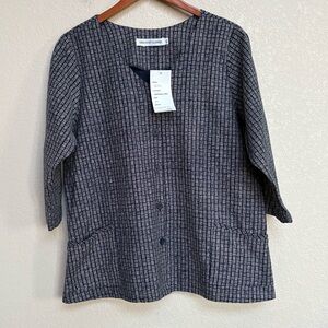 NWT Deborah Parker Ella Navy Ivory Japanese Cotton Jacket Women’s XL Career